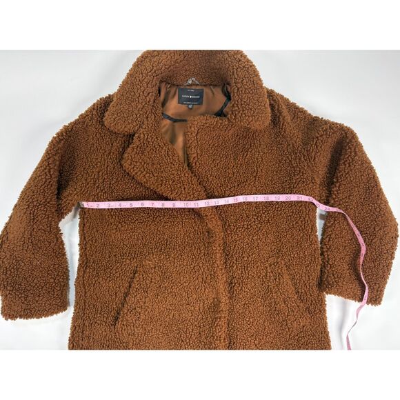 Lucky Brand Sherpa Coat Women’s Size Large | Brown Teddy Faux Shearling Jacket - Picture 4 of 6